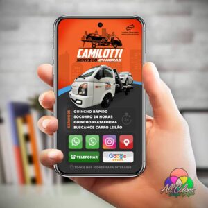 Cartão digital interativo para guinchos - empresa Camilotti