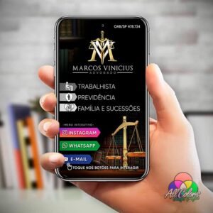 Cartão Digital Interativo para Advogados - Empresa Adv. Marcos Vinicius