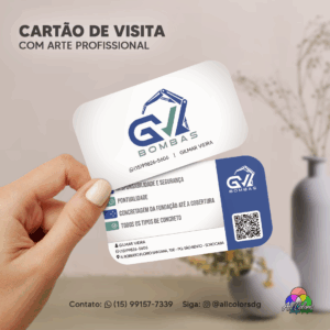 cartão de visita com verniz localizado e bordas arredondadas