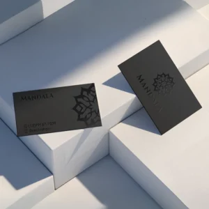 Cartão de visita premium com verniz localizado e laminação fosca em papel couchê 300g