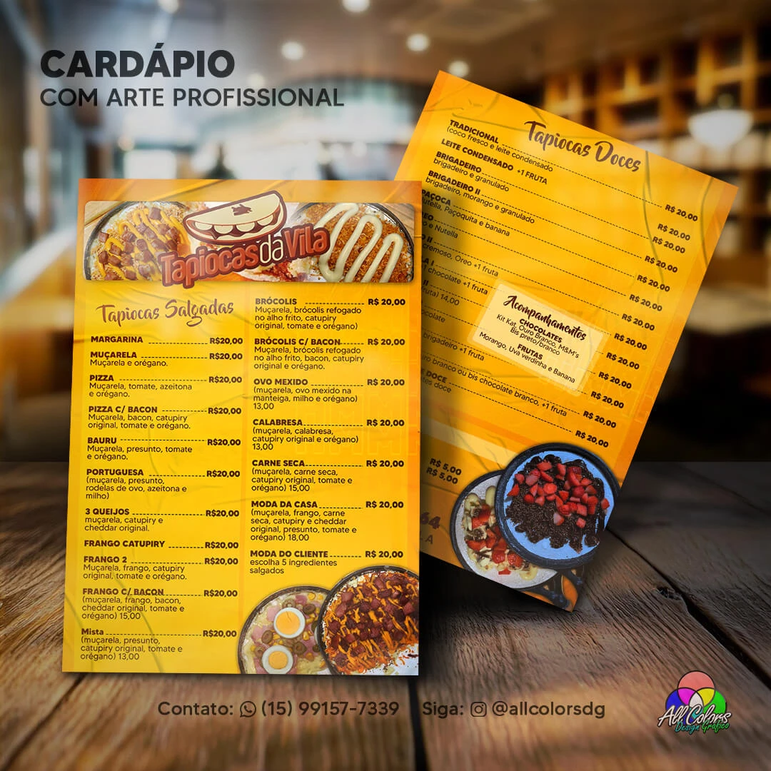 Foto cardápio tapiocaria