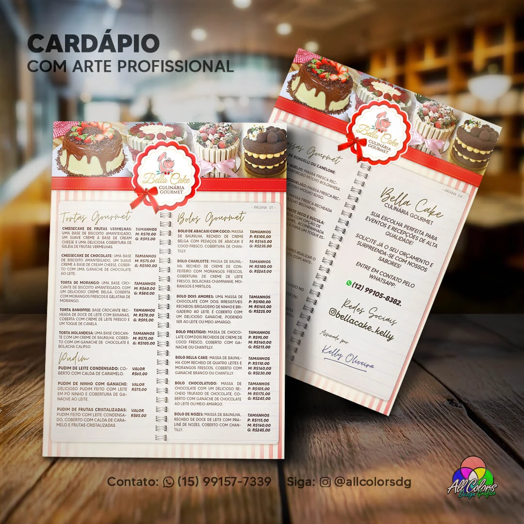 foto cardápio doces gourmet