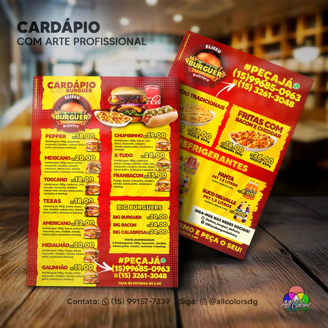 foto cardápio hambuguer delivery