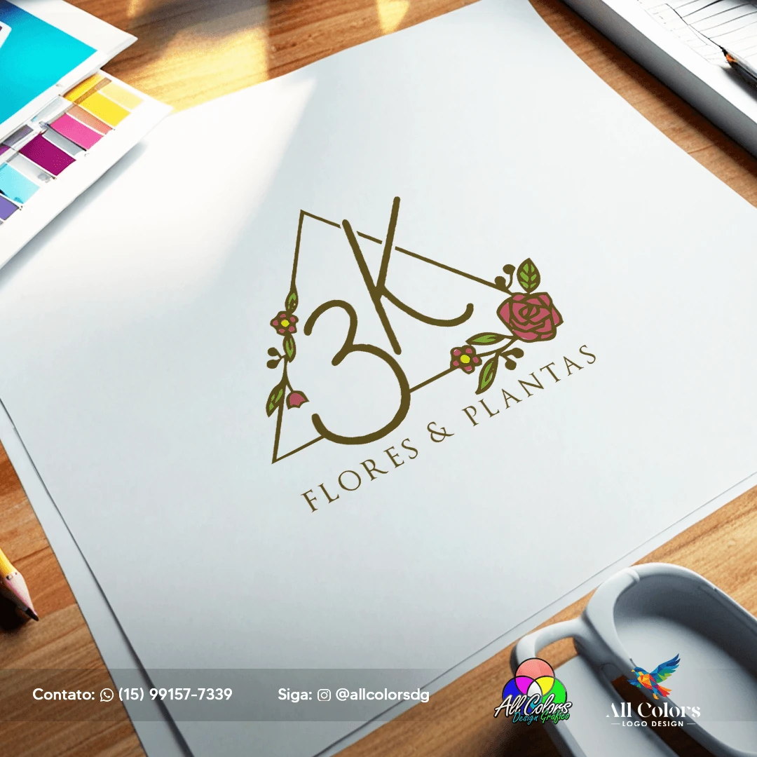 logotipo 3k flores e plantas