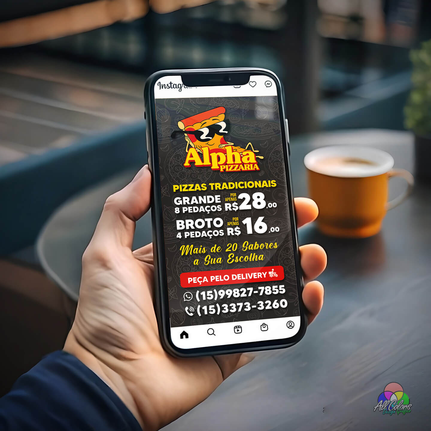 arte para redes sociais pizzas e esfirras
